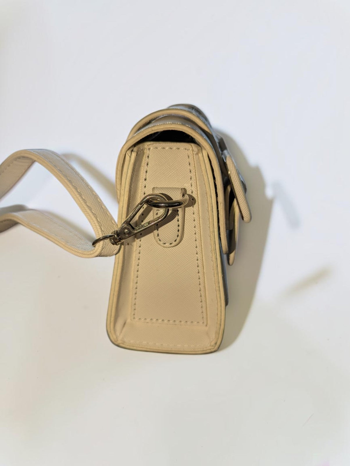 White Faux Leather Graffiti Crossbody Bag, Adjustable Strap