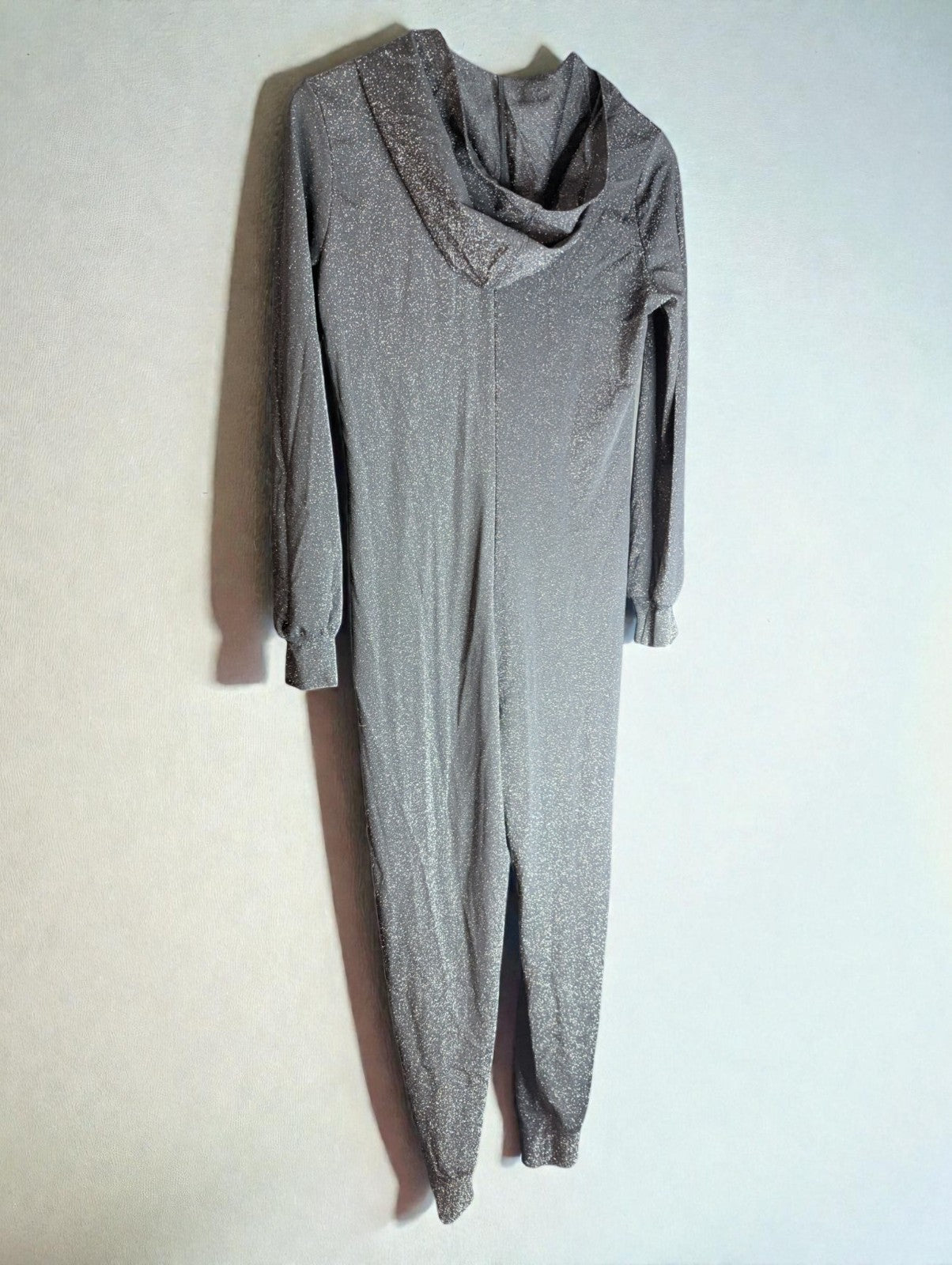 Savage X Fenty Hooded One Piece Romper, Glitter Black, Size Medium