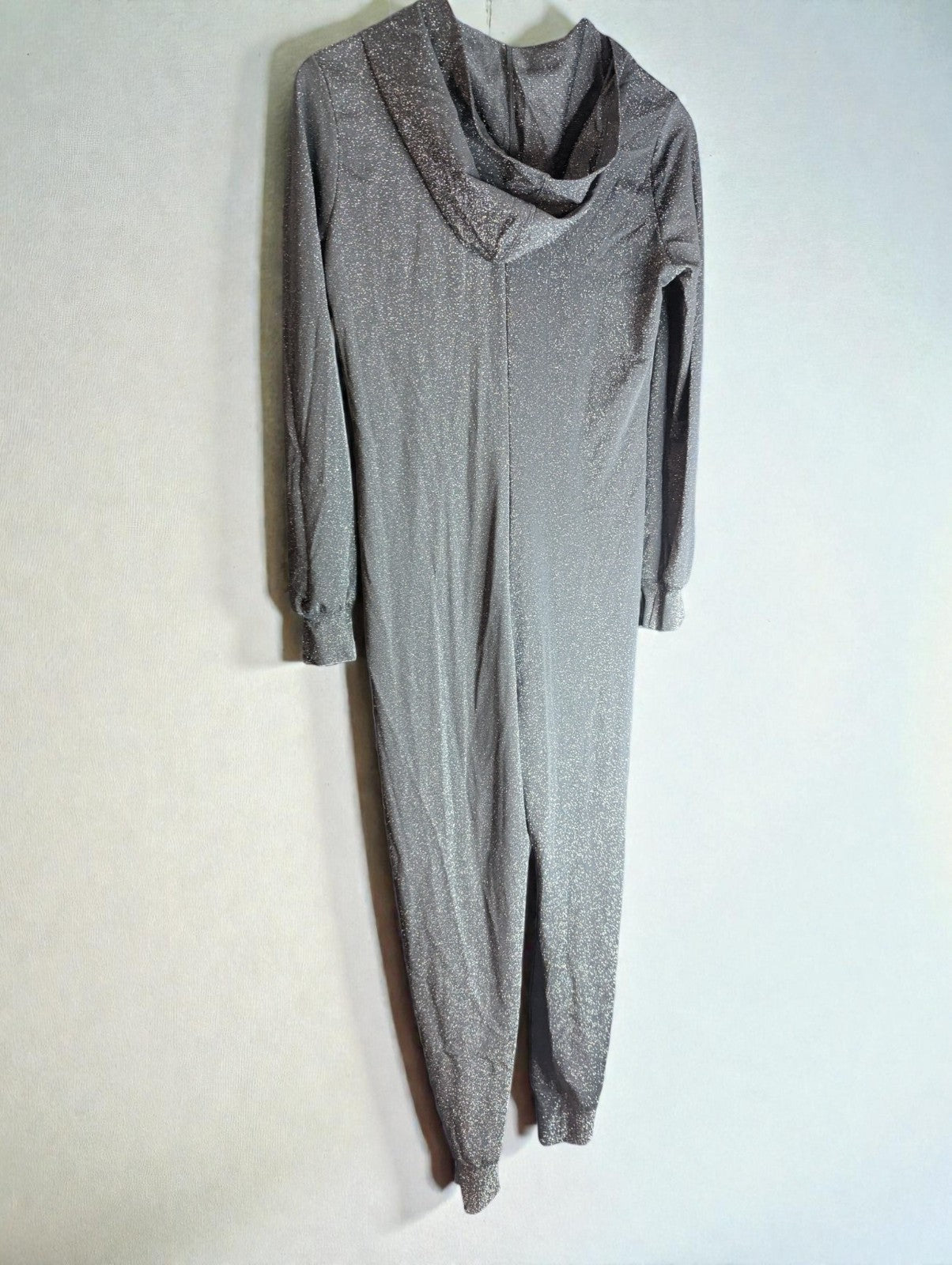 Savage X Fenty Hooded One Piece Romper, Glitter Black, Size Medium