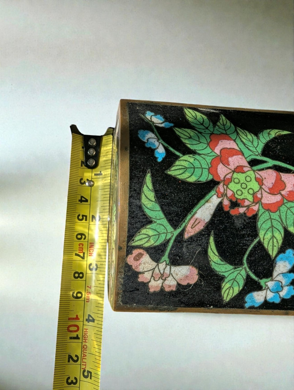 Antique Chinese Cloisonne Enamel Trinket Jewelry Box