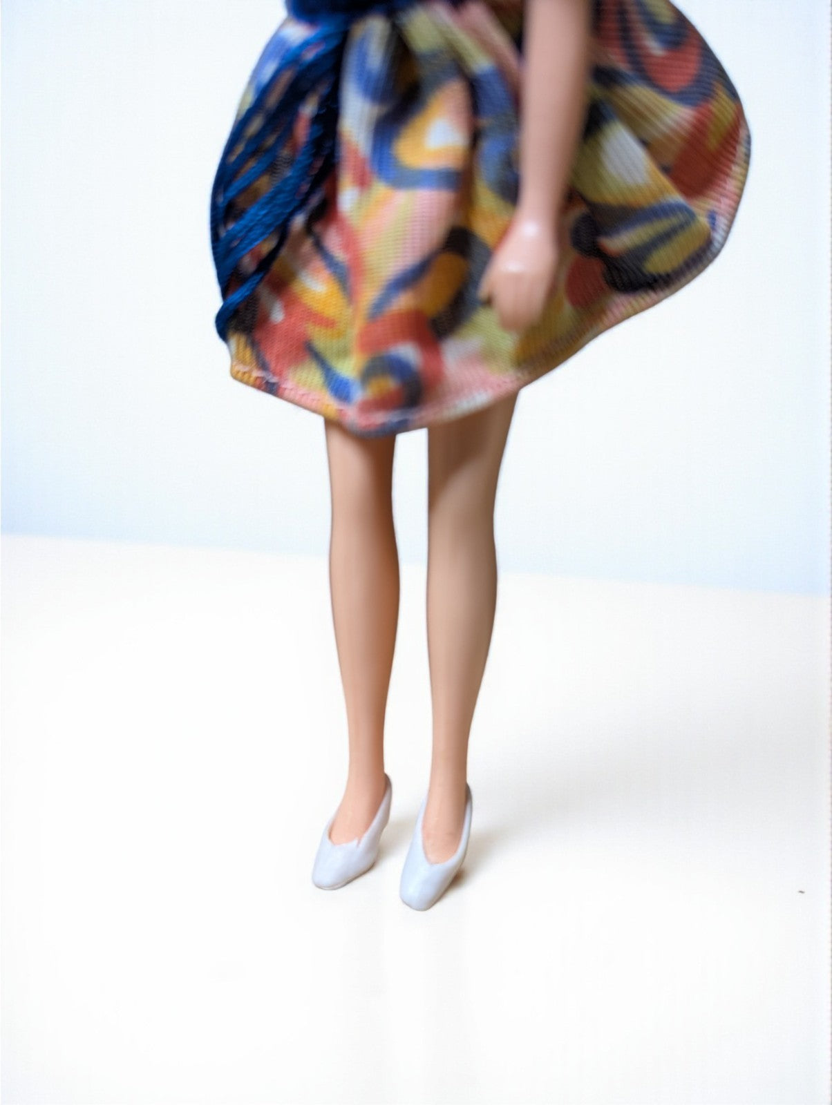 Vintage 1970 Dancing Dawn Swirl mini with blue trim Doll with Dress and Shoes