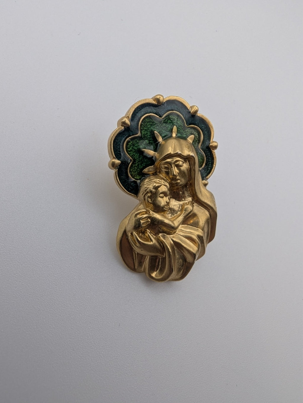 Vintage Avon Madonna and Child Lapel Pin Gold Tone