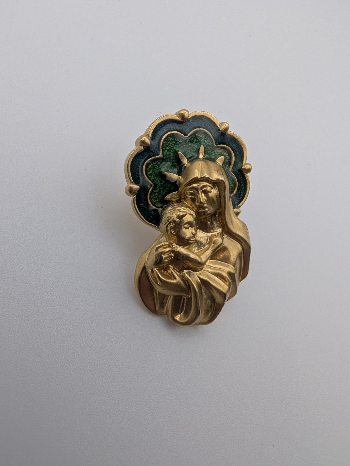 Vintage Avon Madonna and Child Lapel Pin Gold Tone