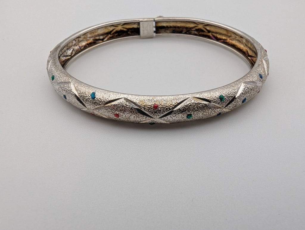 Vintage Avon sterling silver 925 bangle bracelet and matching hoop earrings set