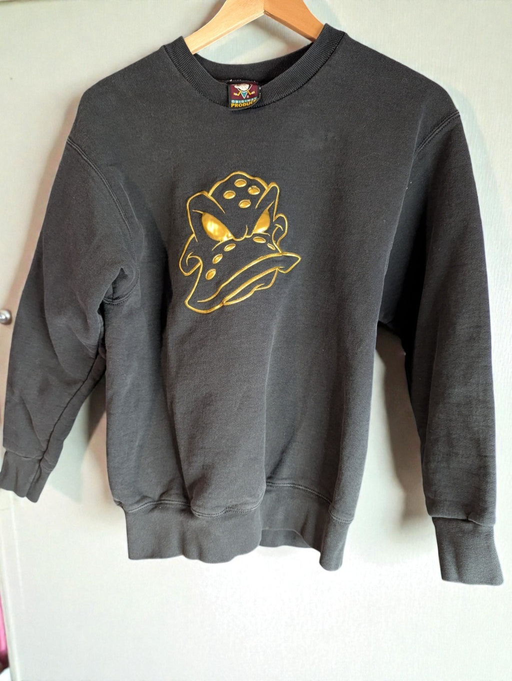 90s Black Mighty Ducks Original Produck Crewneck Sweatshirt, S/M
