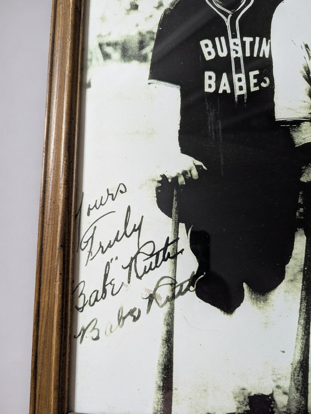 Babe Ruth and Lou Gehrig Photo Framed, Reproduction Signed