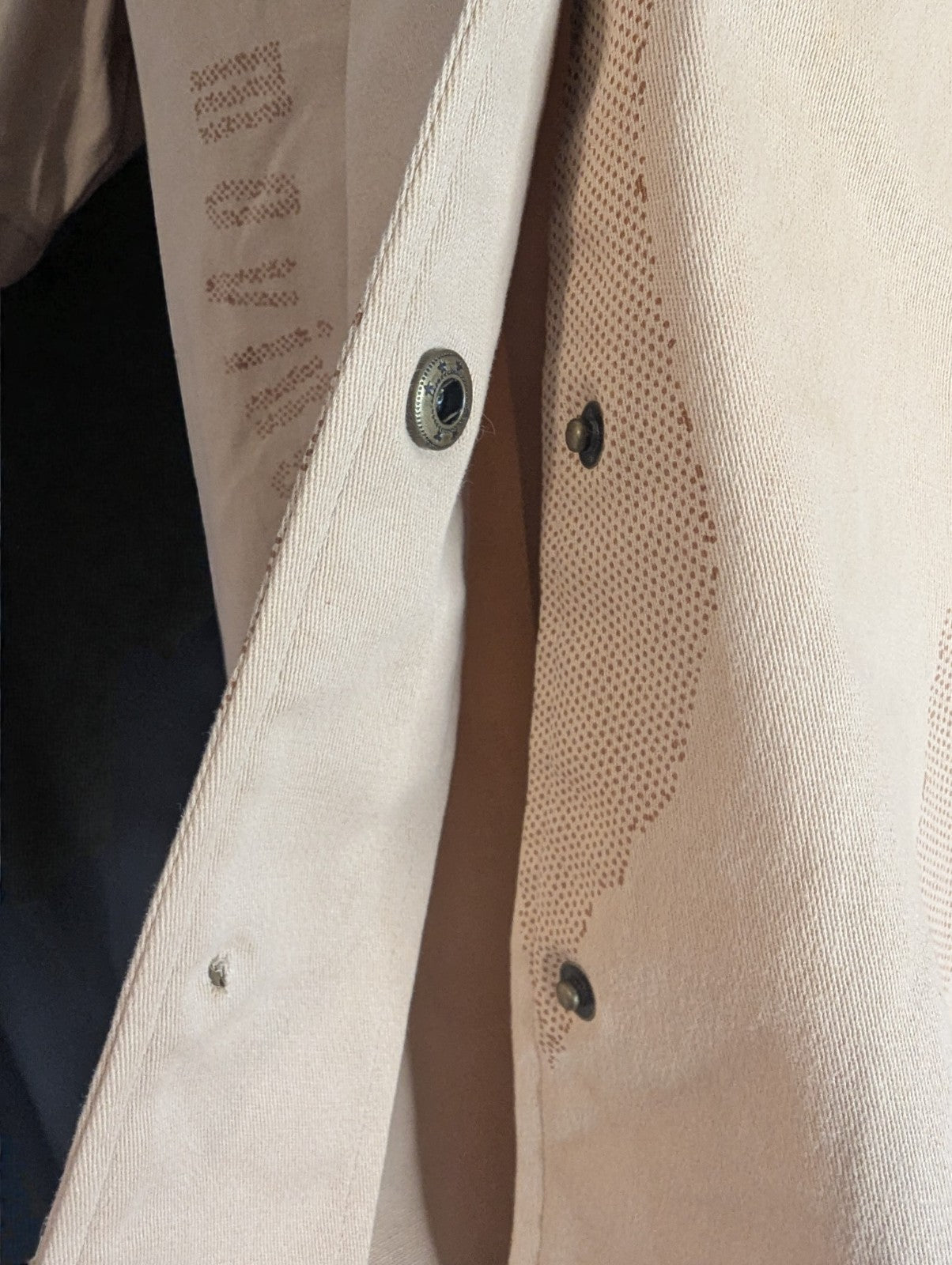 Very Rare Cyber Sigil Embossed Button-up Shirt Tan, Large (Button Missing Back)