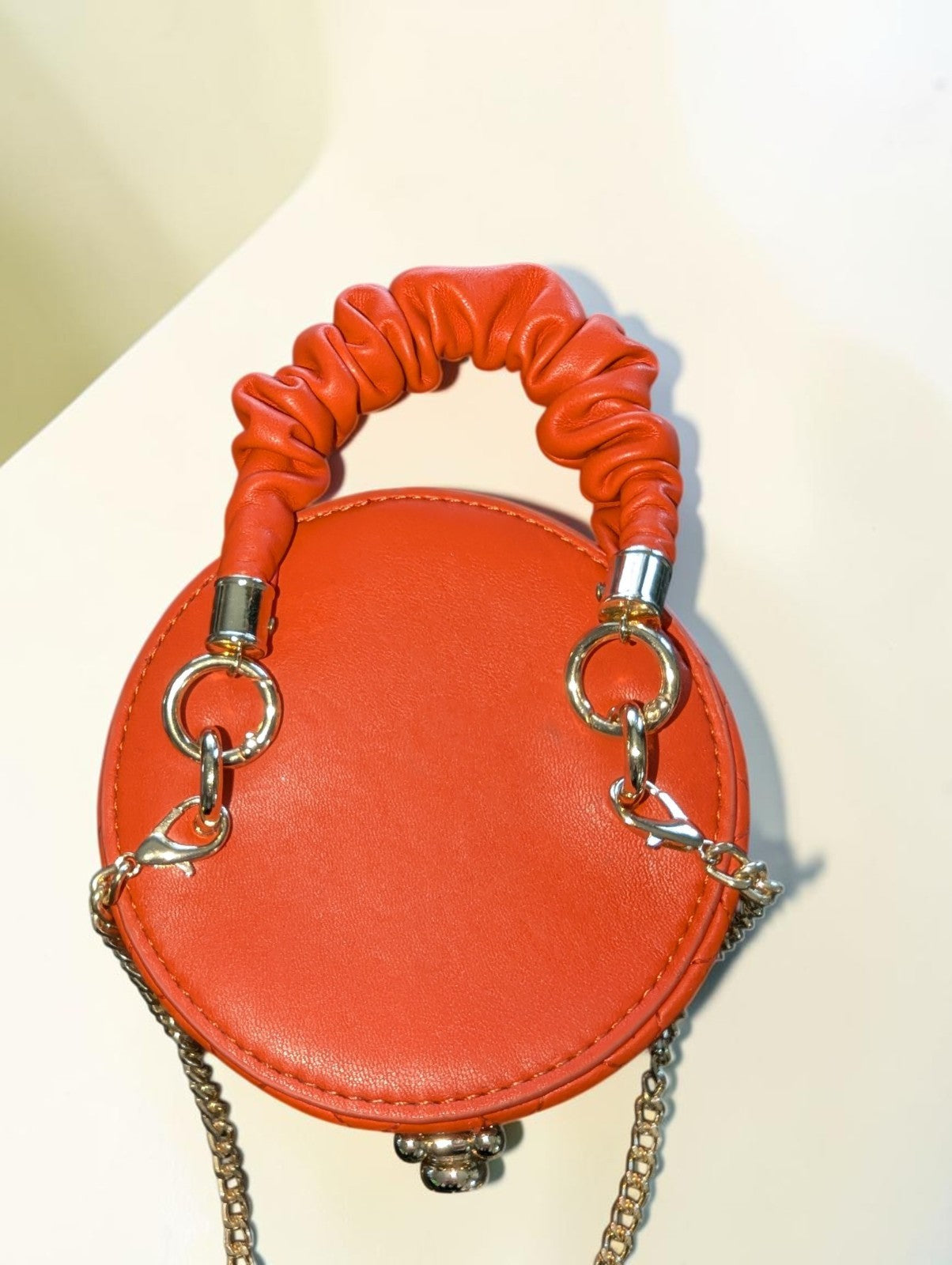 Fashion Nova "Here For The Drama" Round Clutch Bag Orange, Crossbody Strap