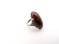 Vintage Sterling Silver Teak Wood Ring, Size 4.5