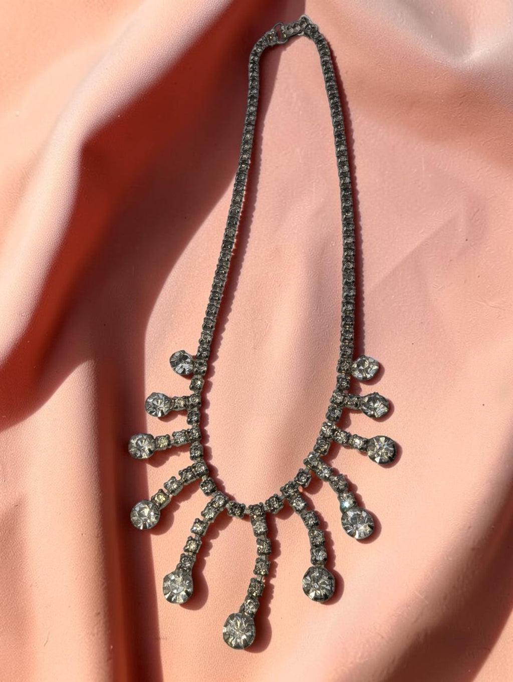 Vintage Garne Jewelry Rhinestone Choker Necklace15"