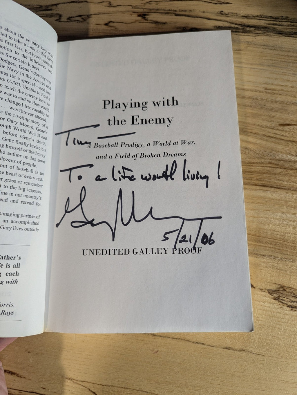 Playing with the Enemy by Gary W. Moore, Unedited Reading Copy *Autograph Signed