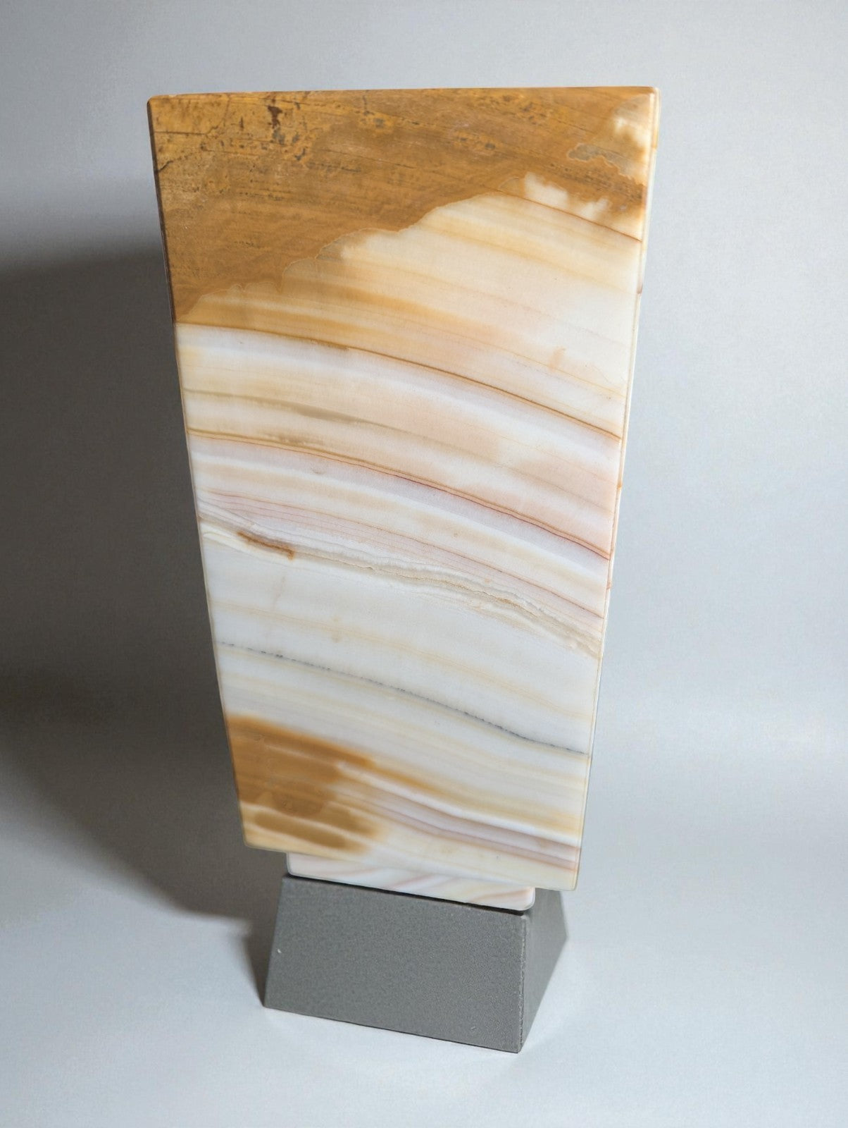 Vintage Natural Onyx Stone Vase, 9" Tall