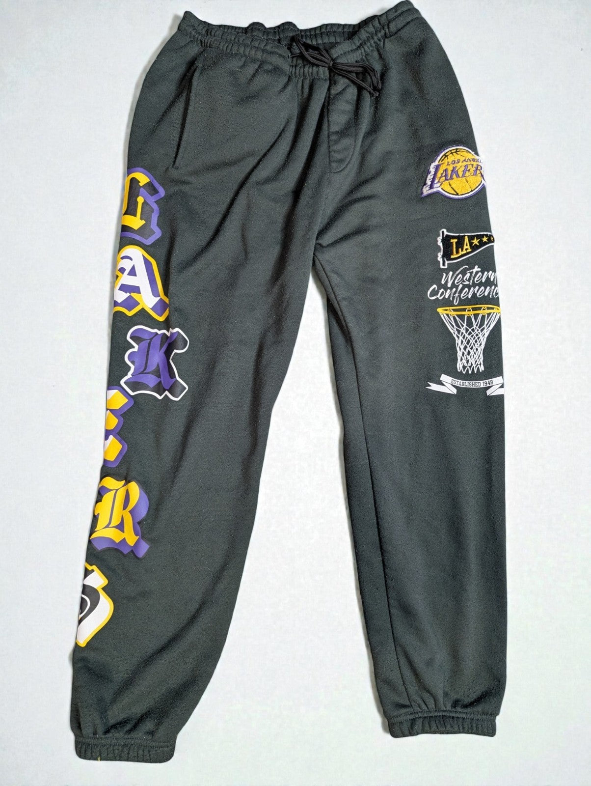 NBA Lakers Men's Dark Grey Fleece Jogger Pants, Size XL