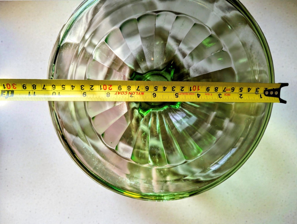 1930s Hazel Atlas Pattern Green Uranium Glass Mixing Bowls Set (2)